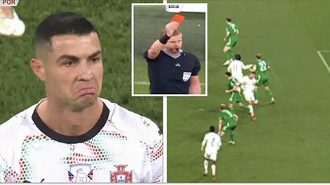 Ronaldo lần đầu nhận thẻ đỏ tại ĐT Bồ Đào Nha